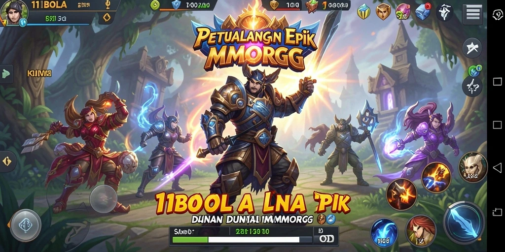Tangkapan layar utama menunjukkan petualangan seru dalam permainan MMORPG 11BOLA.