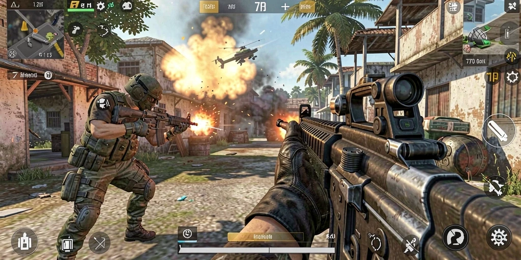 Gameplay seru 77RP di tengah aksi TPS yang mendebarkan.