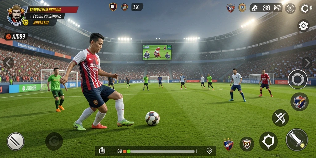 Tampilan gameplay AJO89 dengan aksi sepak bola yang seru.
