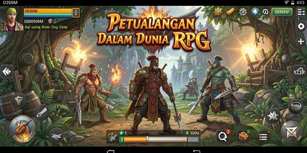 Gameplay seru di D200M dengan pertarungan RPG yang mendebarkan.