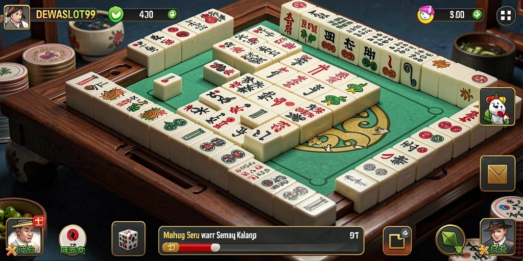 Screenshot gameplay DEWASLOT99 yang menampilkan aksi Mahjong yang seru.