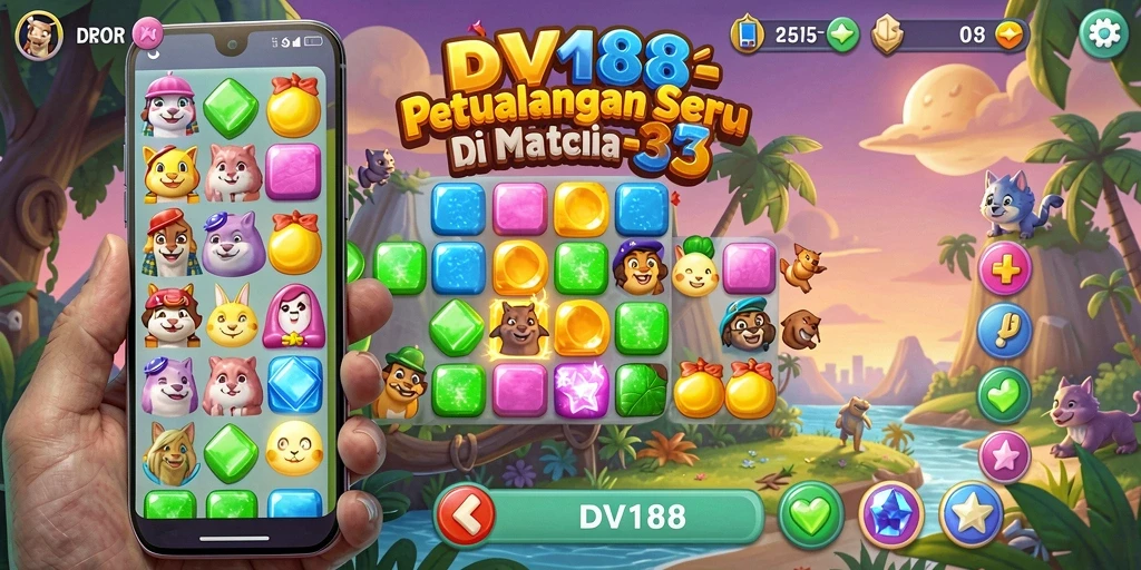 Gameplay seru mencocokkan tiga objek di DV188.