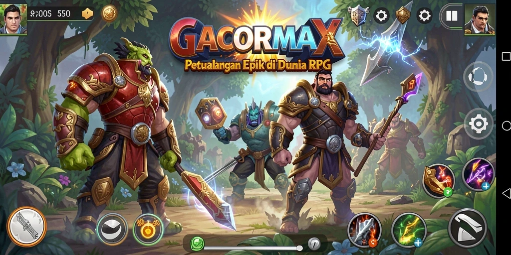 Screenshot gameplay GACORMAX menampilkan aksi seru dalam pertempuran RPG.