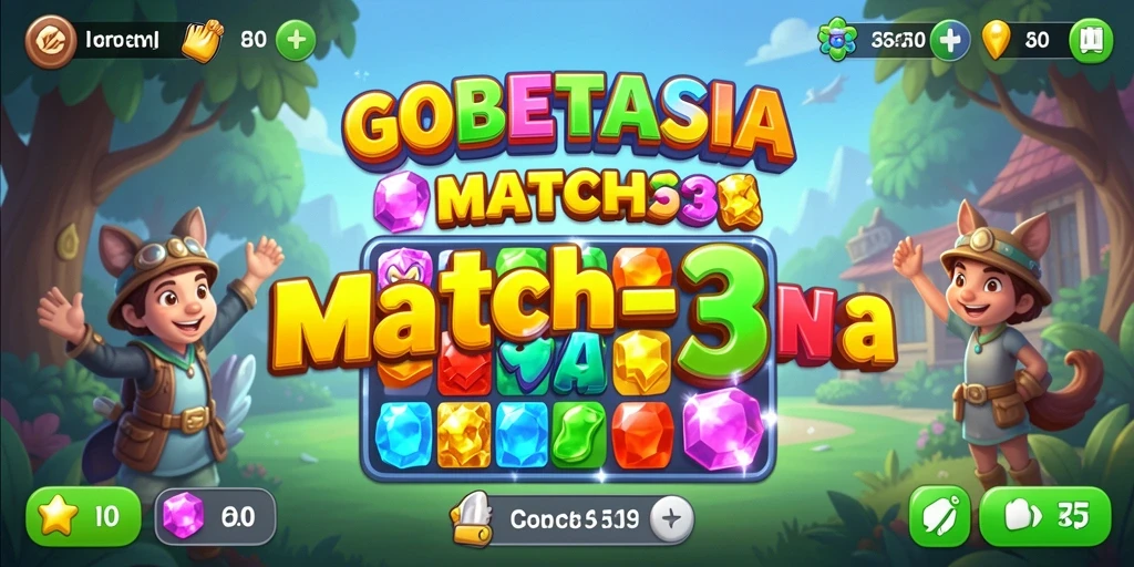 Tampilan gameplay seru di GOBETASIA dengan aksi Match-3 yang cepat.