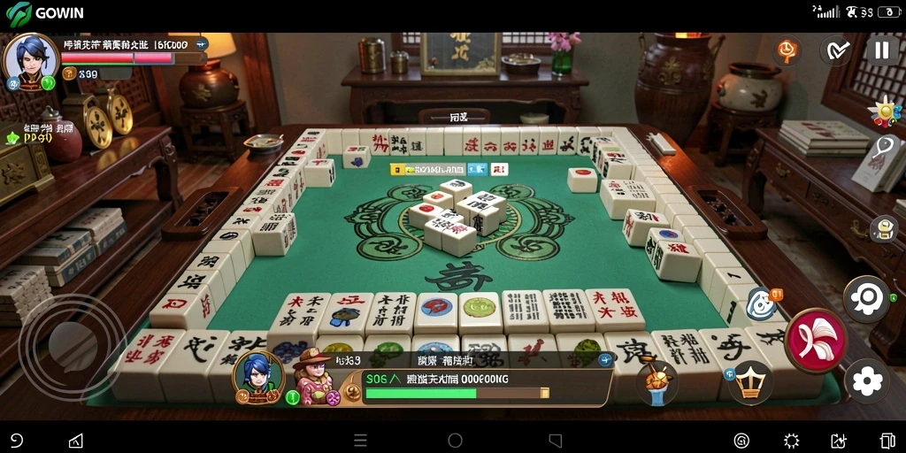 Tampilan gameplay Mahjong yang seru dalam GOWIN.