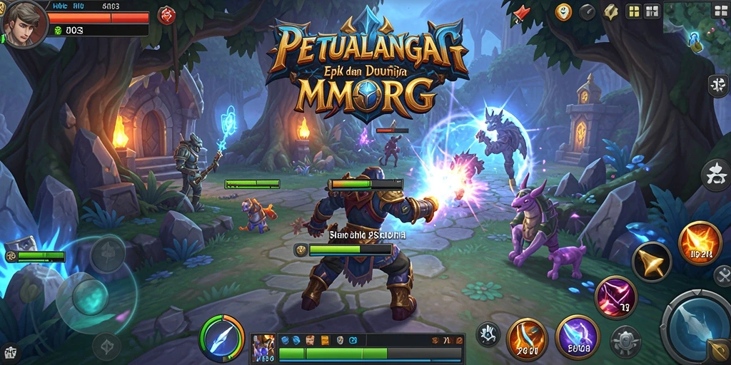 Screenshot gameplay H03 menampilkan pertarungan seru dan karakter menarik di dunia MMORPG.