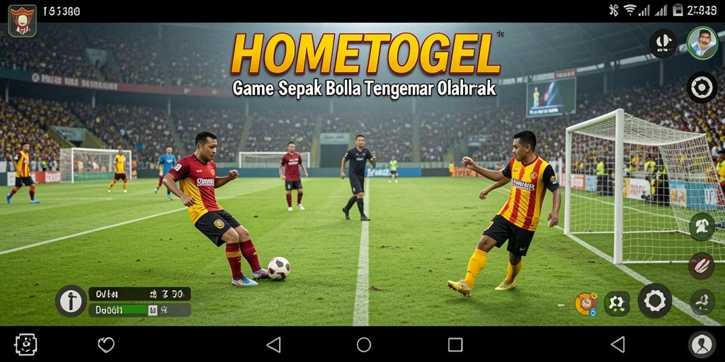 Tampilan gameplay seru dalam HOMETOGEL penuh aksi sepak bola.