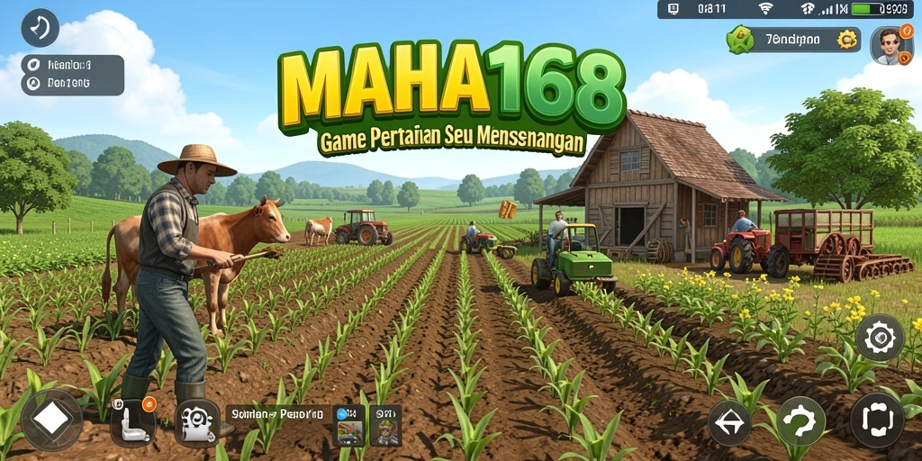 Screenshot gameplay MAHA168 yang menampilkan kebun yang sedang dirawat.