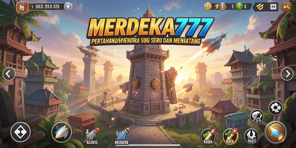 Tampilan mendebarkan gameplay MERDEKA777 dalam aksi Tower Defense.