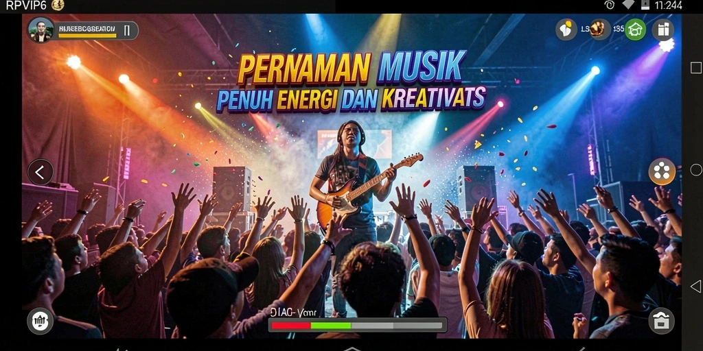Tampilan gameplay RPVIP6 dengan berbagai pilihan lagu dan tantangan.