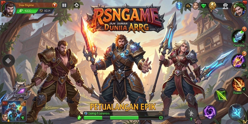 Screenshot gameplay RSNGAME menampilkan pertarungan epik dalam aksi ARPG.