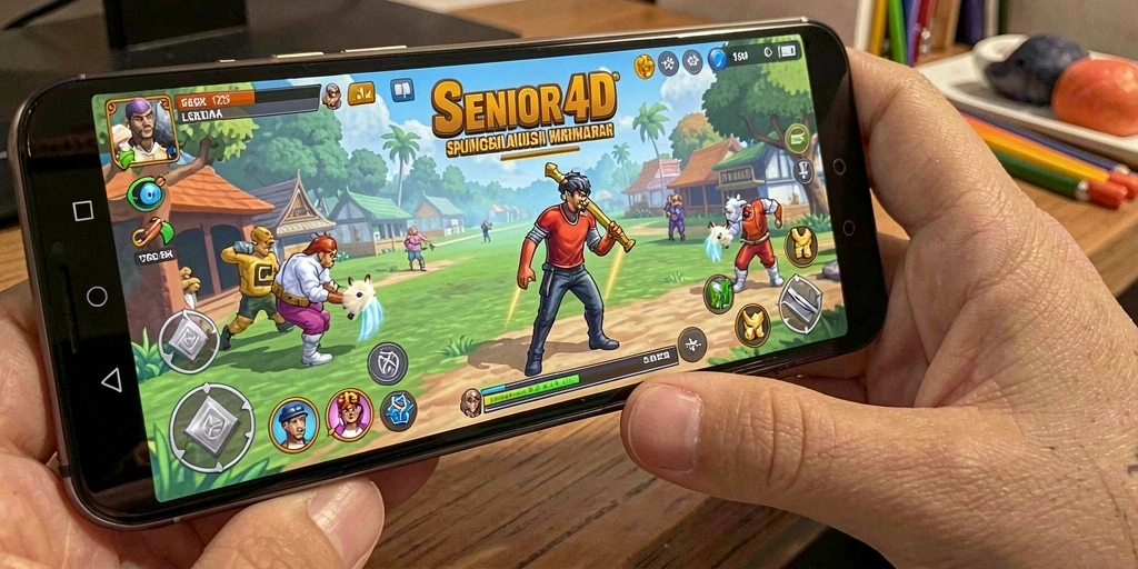 Tangkapan layar gameplay SENIOR4D yang menampilkan aksi simulasi seru.