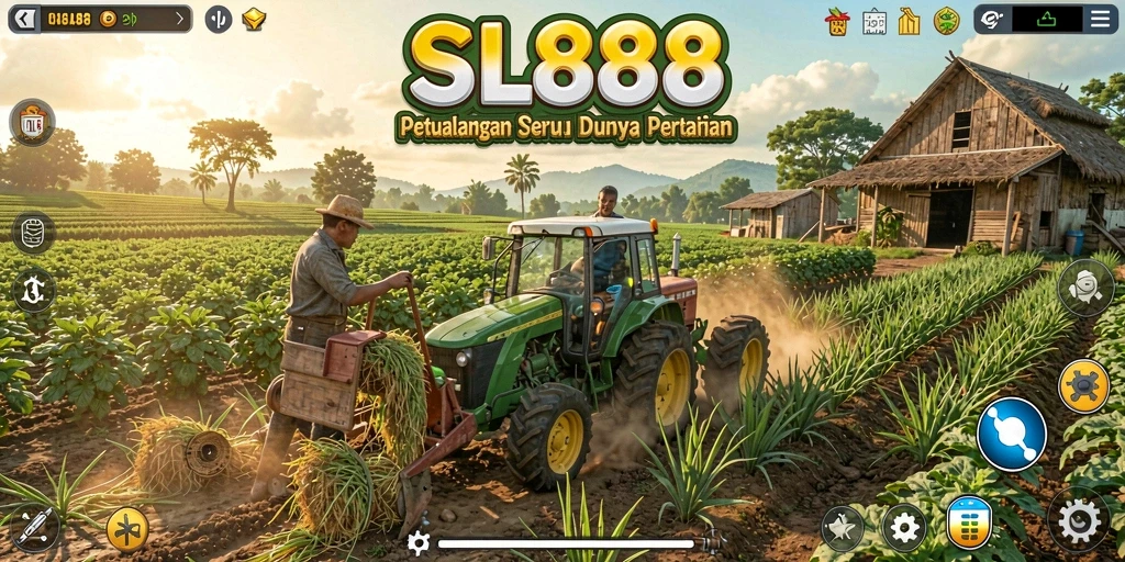 Tampilan gameplay seru dalam SL888 dengan aktivitas pertanian yang menyenangkan.