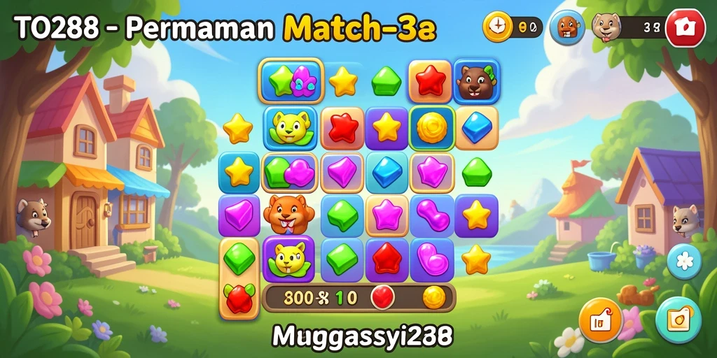 Screenshot TO288 menampilkan gameplay seru dari permainan Match-3.