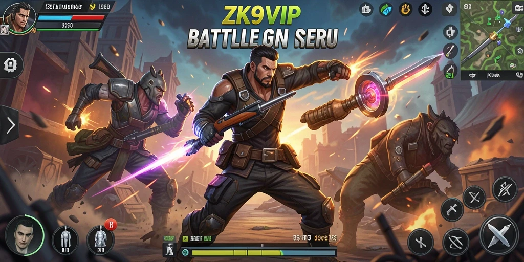 Screenshot dari gameplay menegangkan dalam ZK9VIP Battle Royale.
